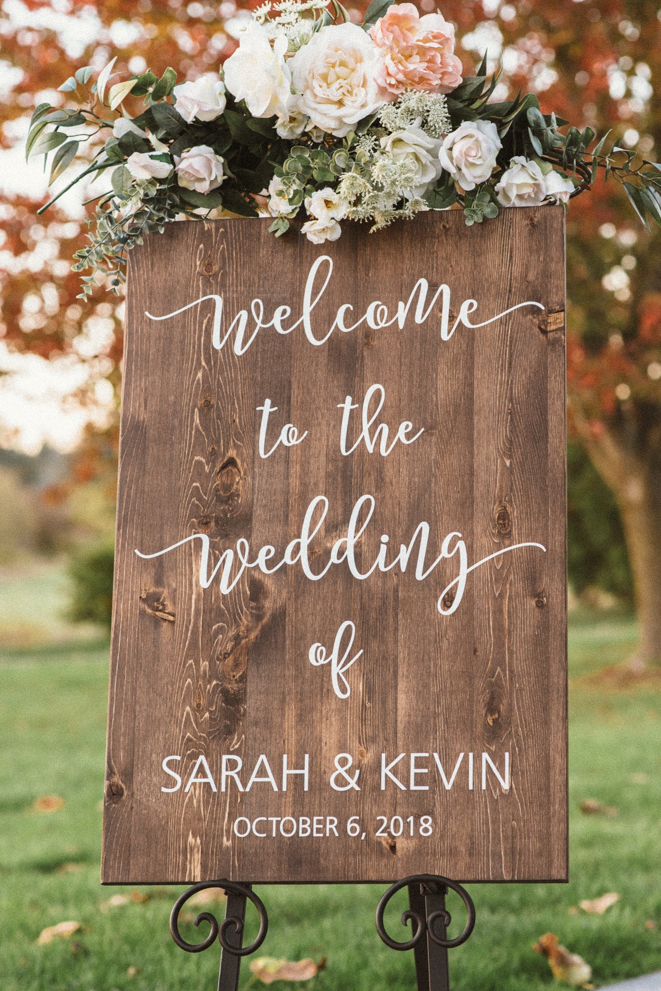 Vertical "Welcome To The Wedding Of.." Wooden Sign