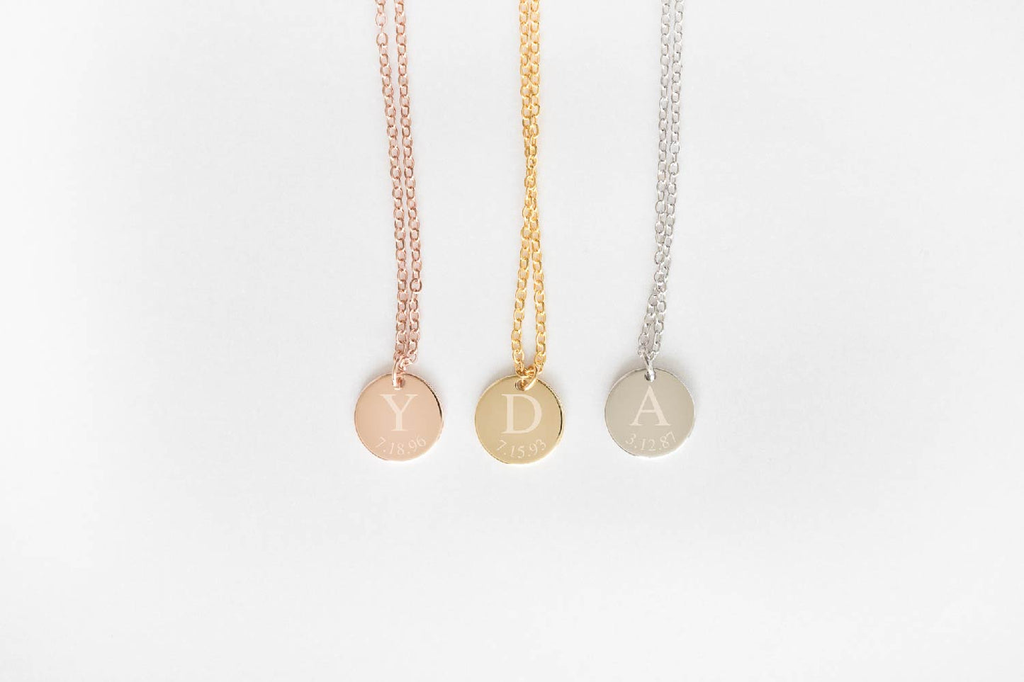 Coin Necklace - Initial Necklace - Gold, Rose Gold, or Silver