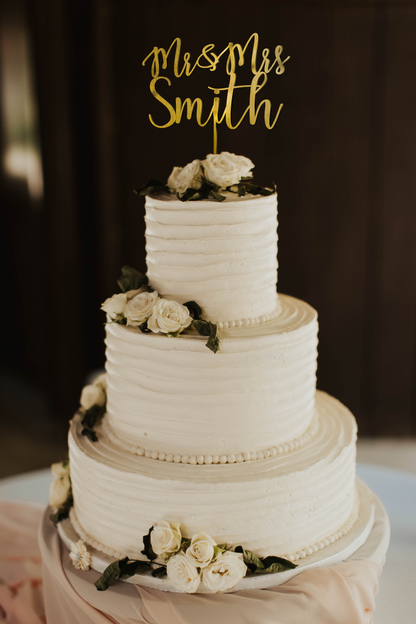 Mr And Mrs Calligraphy Cake Topper