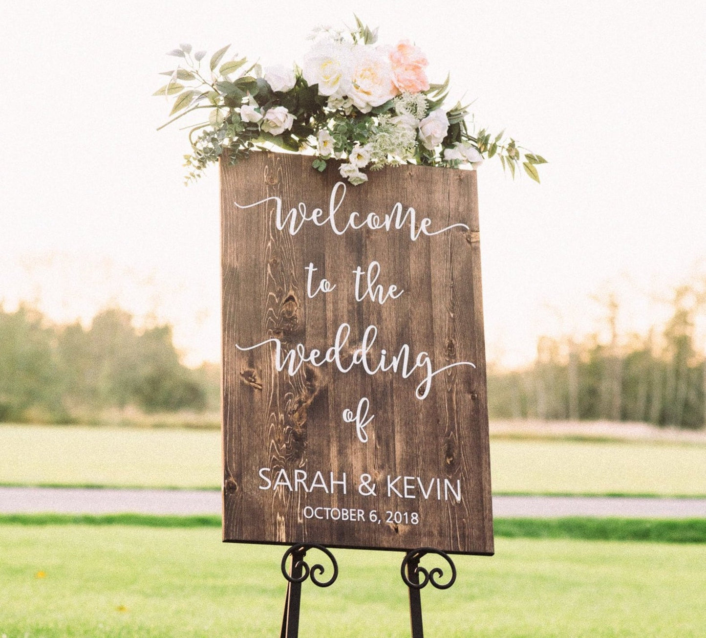 Vertical "Welcome To The Wedding Of.." Wooden Sign