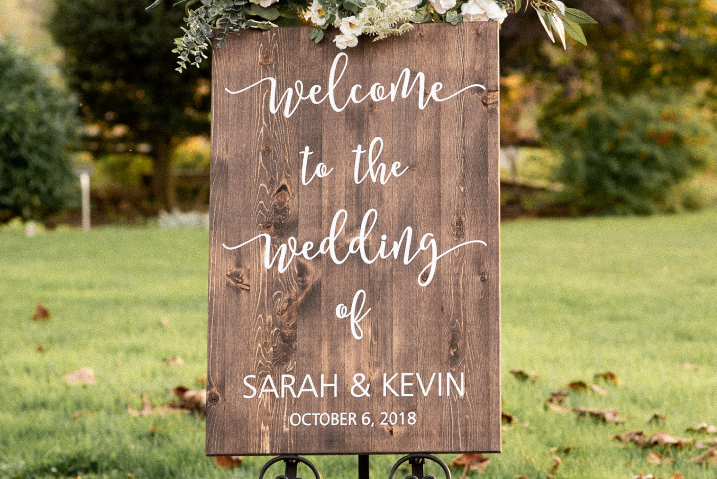Vertical "Welcome To The Wedding Of.." Wooden Sign