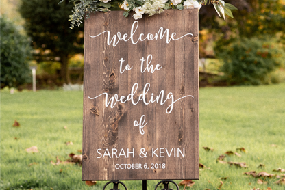 Vertical "Welcome To The Wedding Of.." Wooden Sign