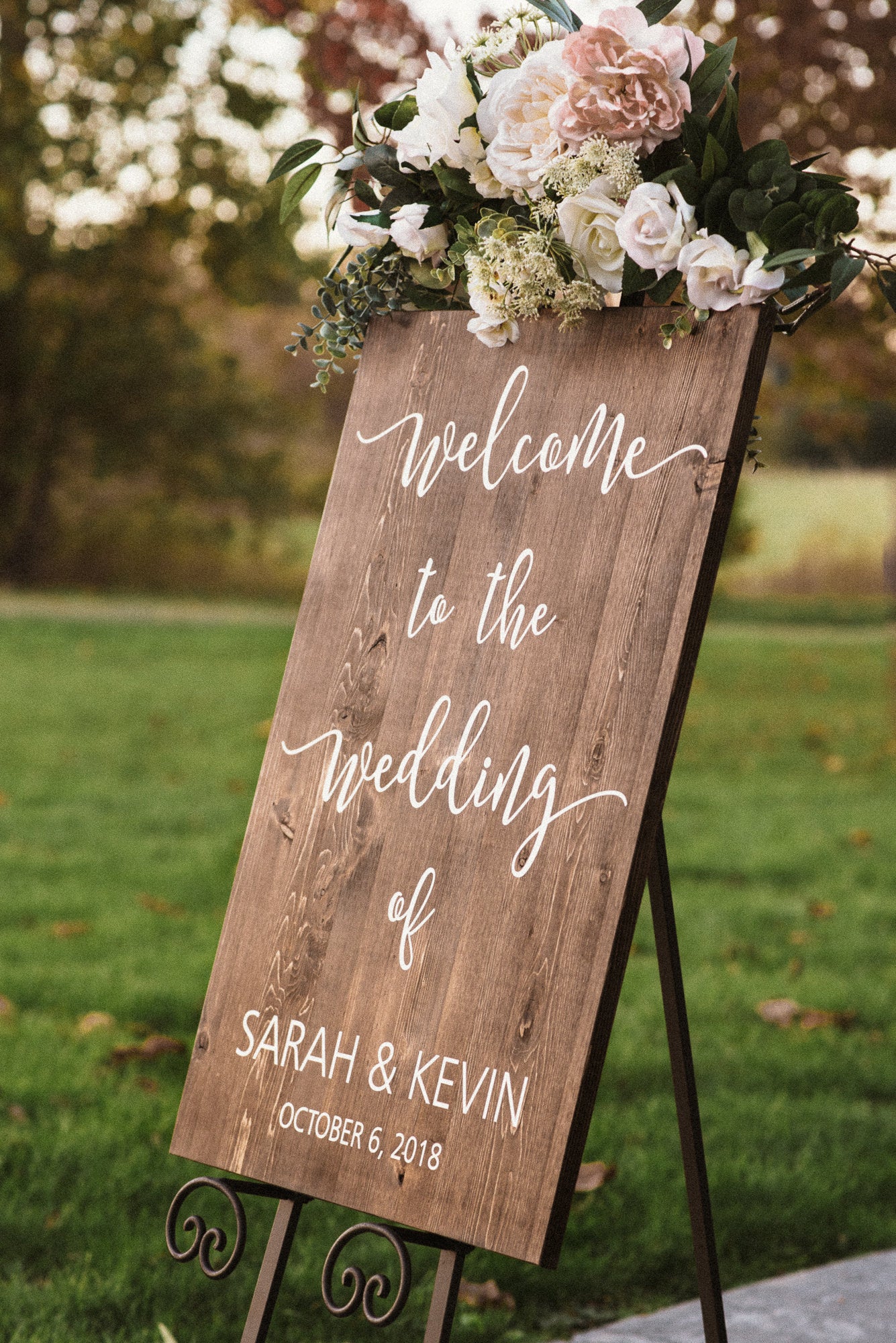 Vertical "Welcome To The Wedding Of.." Wooden Sign